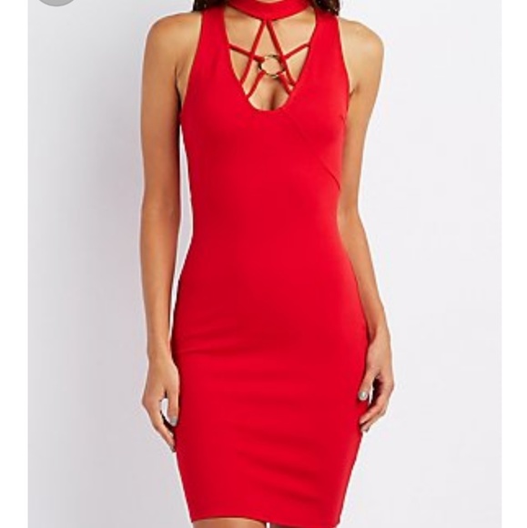 bright red bodycon dress